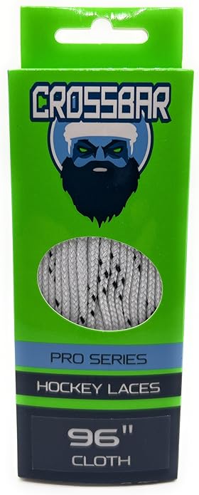 Crossbar Pro Series Hockey Skate Laces - White Cloth Waxed